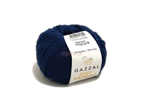 Włóczka Gazzal Baby Bamboo kolor atramentowy 95219 – antyalergiczna mieszanka bambusa i akrylu w ciemnoniebieskim odcieniu.