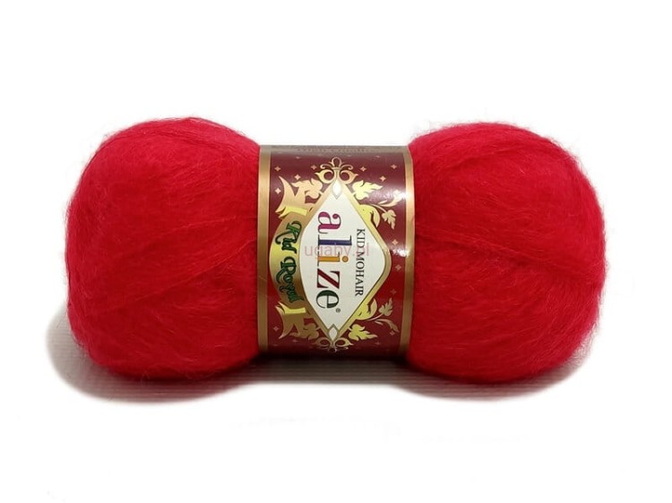 Włóczka Alize Kid Royal w kolorze czerwonym numer 56 – puszysta nitka z moherem na lekkie swetry i chusty.