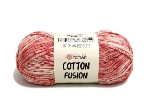 Włóczka Cotton Fusion 3643 – bawełna tasiemkowa, melanż ciepłych brązów i beżów.