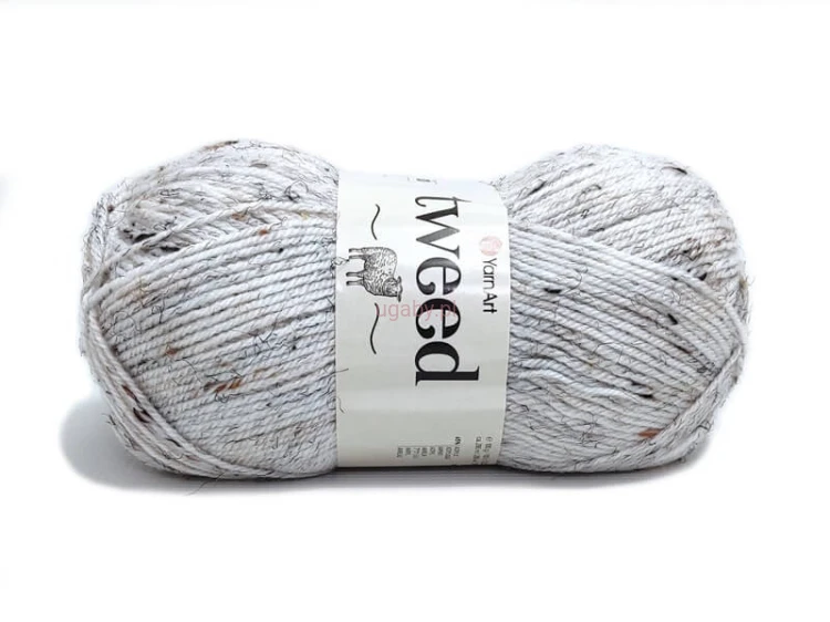 Śmietankowa włóczka Tweed nr 220 z kolorowymi kropkami, motek wełny z wiskozą i akrylem.