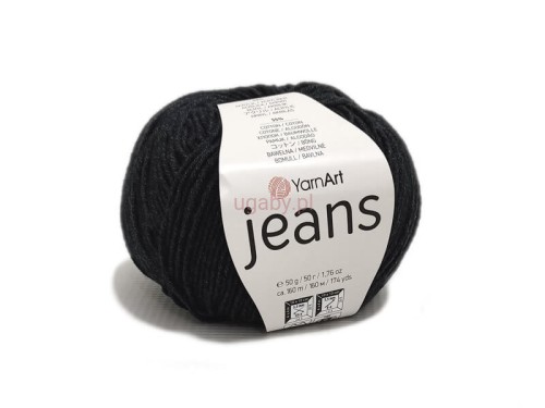 Włóczka YarnArt Jeans 28 antracytowa, ciemnoszary motek bawełniano-akrylowy do eleganckich swetrów i zabawek amigurumi.