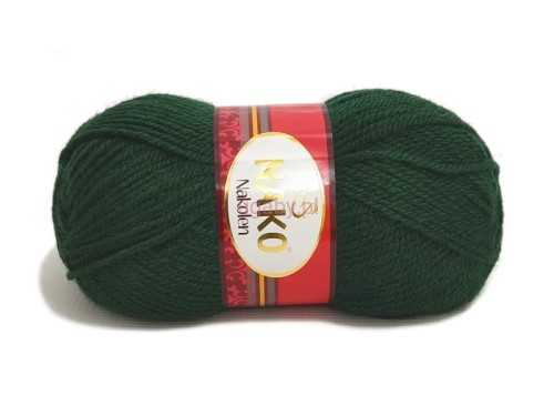 Włóczka Nako Nakolen, kolor butelkowa zieleń 3601. Ciemna, elegancka wełna z akrylem na zimę.