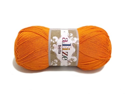 Motek bawełnianej włóczki Alize Bella w kolorze pomarańczowym o numerze 83.
