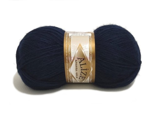 Puszysta włóczka Alize Angora Gold kolor granatowy 58 – elegancka mieszanka wełny z akrylem na swetry.