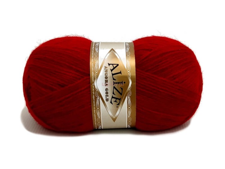 Puszysta włóczka Alize Angora Gold kolor czerwony 106 – miękka mieszanka wełny i akrylu na swetry.