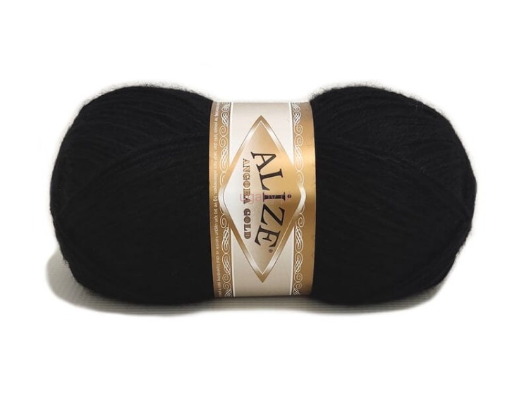 Puszysta włóczka Alize Angora Gold kolor czarny 60 – elegancka mieszanka wełny z akrylem.