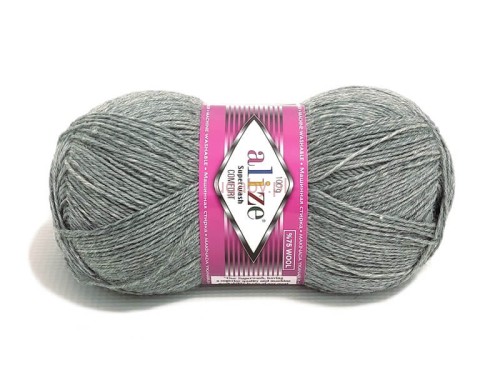 Włóczka skarpetkowa Alize Superwash Comfort kolor popielaty 21 – wytrzymała mieszanka wełny z poliamidem.