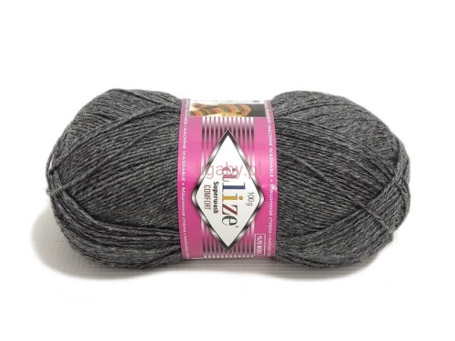 Włóczka skarpetkowa Alize Superwash Comfort ciemny szary 182 – wytrzymała wełna z poliamidem.