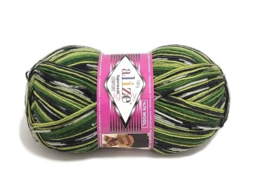 Włóczka skarpetkowa Alize Superwash Comfort melanż 2596 – kolorowa wełna z poliamidem.