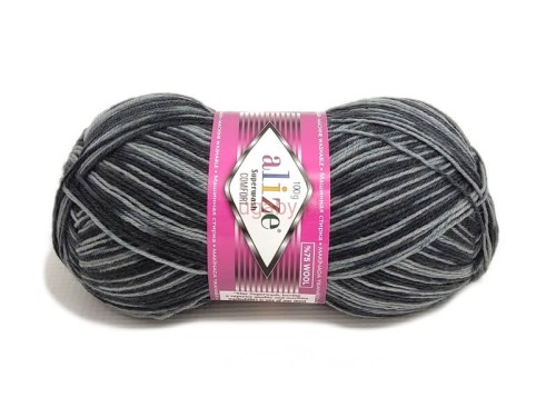 Włóczka skarpetkowa Alize Superwash Comfort melanż 7676 – trwała wełna z poliamidem na skarpety.