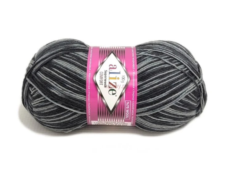 Włóczka skarpetkowa Alize Superwash Comfort melanż 7676 – trwała wełna z poliamidem na skarpety.