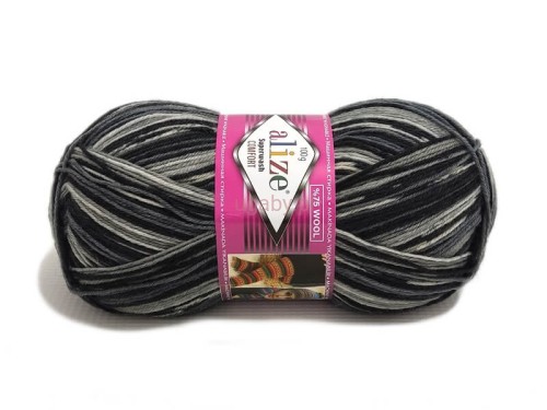 Włóczka skarpetkowa Alize Superwash Comfort melanż 2695 – kolorowa wełna z poliamidem.