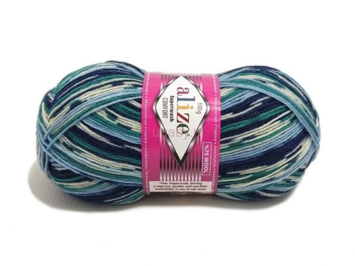 Włóczka skarpetkowa Alize Superwash Comfort melanż 7708 – trwała wełna z poliamidem na kolorowe skarpety.