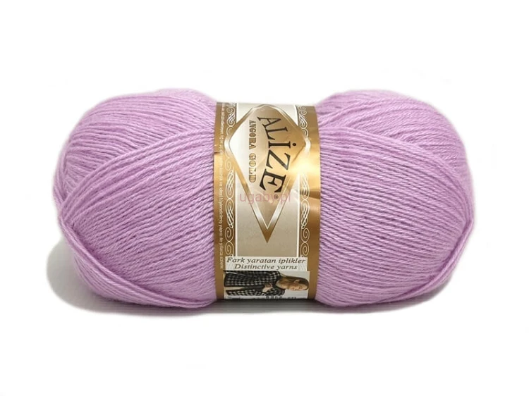 Puszysta włóczka Alize Angora Gold kolor lila 27 – subtelna mieszanka wełny z akrylem na ażurowe robótki.