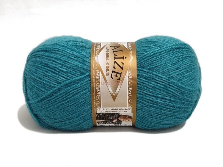 Puszysta włóczka Alize Angora Gold kolor turkusowy 164 – miękka mieszanka wełny z akrylem na ażurowe chusty.