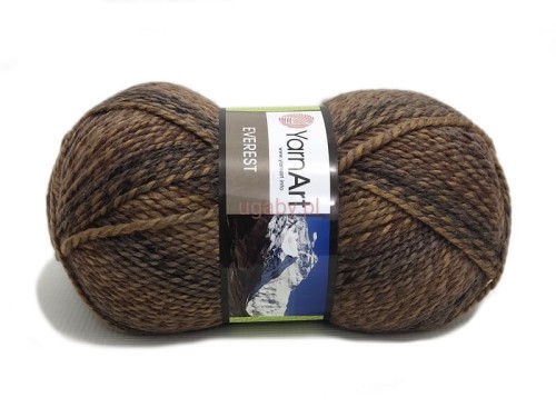 Włóczka YarnArt Everest kolor 7028 Orzechowy Mix – wielokolorowy melanż w odcieniach brązu, beżu i szarości.