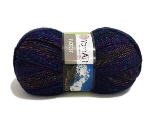 Włóczka YarnArt Everest kolor 7045 Melanż Leśnej Głębii – wielobarwna mieszanka wełny w odcieniach granatu, zieleni i bordowego.