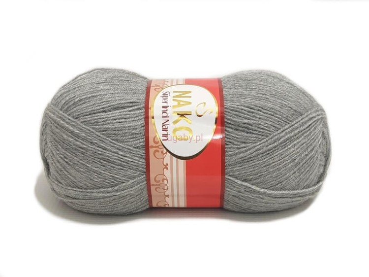 Włóczka Nako Super Inci Narin kolor 195 szary – cienka mieszanka wełny i akrylu premium.