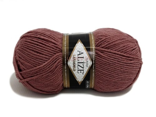 Włóczka Alize Lanagold kolor 173 brudny indyjski róż, klasyczna mieszanka wełny i akrylu o wyraźnym splocie.