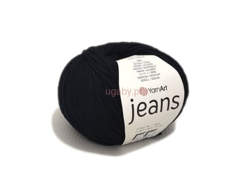 Włóczka YarnArt Jeans 53 w kolorze głębokiej czerni, matowy motek mieszanki bawełny z akrylem do wykańczania projektów i tworzenia ubrań.