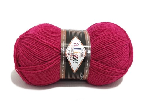 Włóczka Alize Lanagold Fine kolor 798 malinowy, cienka i wydajna mieszanka wełny z akrylem o gładkim splocie.