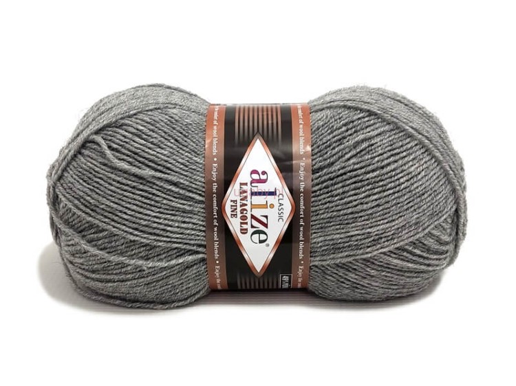 Włóczka Alize Lanagold Fine kolor 21 szary, cienka i wydajna mieszanka wełny z akrylem o gładkim splocie.