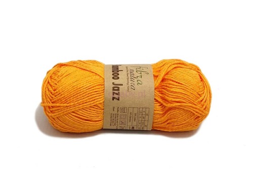 Motek pomarańczowej włóczki Fibra Natura Bamboo Jazz o numerze 235, o gładkim splocie i nasyconym odcieniu.