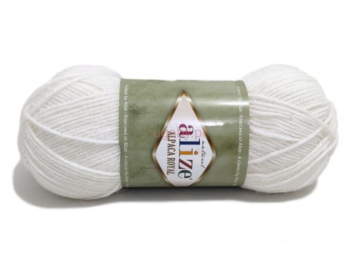 Biała włóczka Alpaca Royal Alize nr 55 – ciepła mieszanka alpaki i wełny na zimowe robótki.