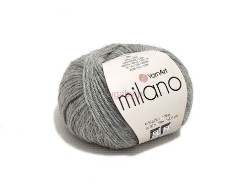 Włóczka YarnArt Milano kolor popielaty 867. Miękki motek z alpaką i wełną, o luźnym skręcie i subtelnym połysku wiskozy.