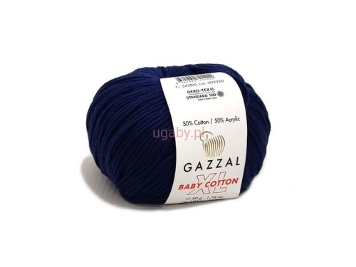 Motek włóczki Gazzal Baby Cotton XL w kolorze ciemnego granatu (numer 3438) o matowej teksturze.