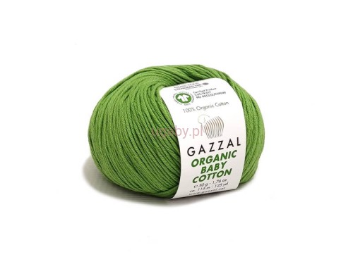 Włóczka Gazzal Organic Baby Cotton kolor 440 zielony trawiasty bawełna organiczna antyalergiczna na zabawki amigurumi