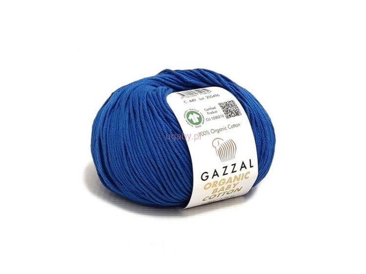 Włóczka Gazzal Organic Baby Cotton kolor 449 niebieski ciemny bawełna organiczna antyalergiczna na sweterki i kocyki