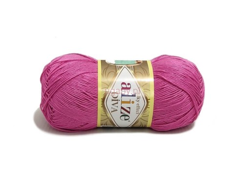 Włóczka Diva Alize kolor 178 różowy ciemny, cienka przędza z mikrofibry o jedwabistym połysku i właściwościach antybakteryjnych.