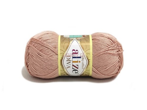 Włóczka Diva Alize kolor 382 pudrowy róż, cienka przędza z mikrofibry o jedwabistym połysku i właściwościach antybakteryjnych.
