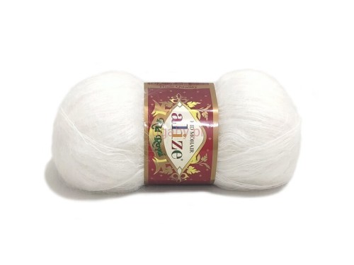 Włóczka Alize Kid Royal w kolorze białym numer 55 – puszysty motek moheru do robótek ręcznych.
