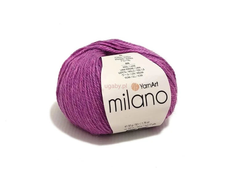 Włóczka YarnArt Milano kolor wrzosowy 861. Puszysty motek z alpaką i wełną, o delikatnym połysku, idealny na druty.