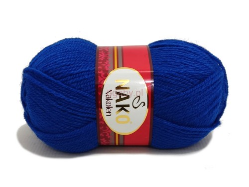 Włóczka Nako Nakolen w intensywnym chabrowym kolorze, numer 5329. Miękka wełna z akrylem.