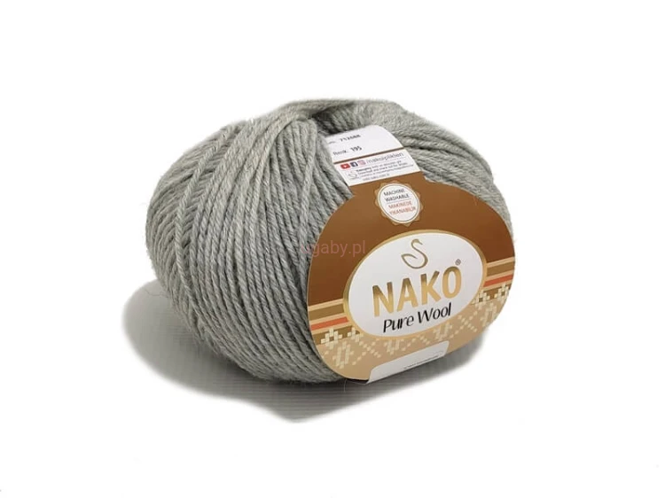 włóczka Nako Pure Wool kolor popielaty numer 195