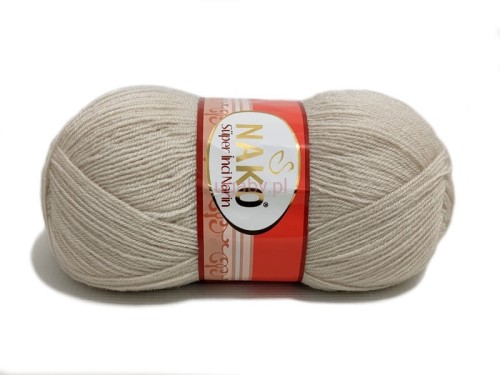 Włóczka Nako Super Inci Narin kolor jasnobeżowy – cienka, miękka przędza wełniana z akrylem premium.