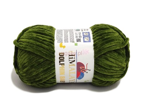 Włóczka Himalaya Dolphin Baby oliwkowa zieleń 80361, puszysta włóczka pluszowa na maskotki i kocyki dziecięce.