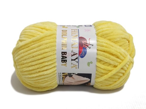 Włóczka Himalaya Dolphin Baby kolor bananowy 80302, miękka włóczka pluszowa do amigurumi i kocyków.