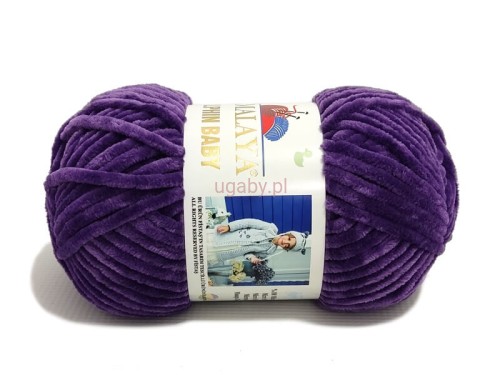 Włóczka Himalaya Dolphin Baby fioletowa 80340, puszysta włóczka szenilowa na kocyki i pluszaki.