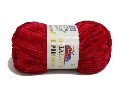 Włóczka Himalaya Dolphin Baby czerwona 80352, puszysta włóczka pluszowa na maskotki amigurumi i kocyki.