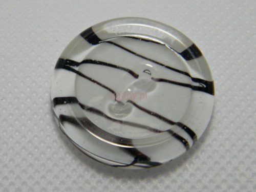 guzik szklany biało czarny